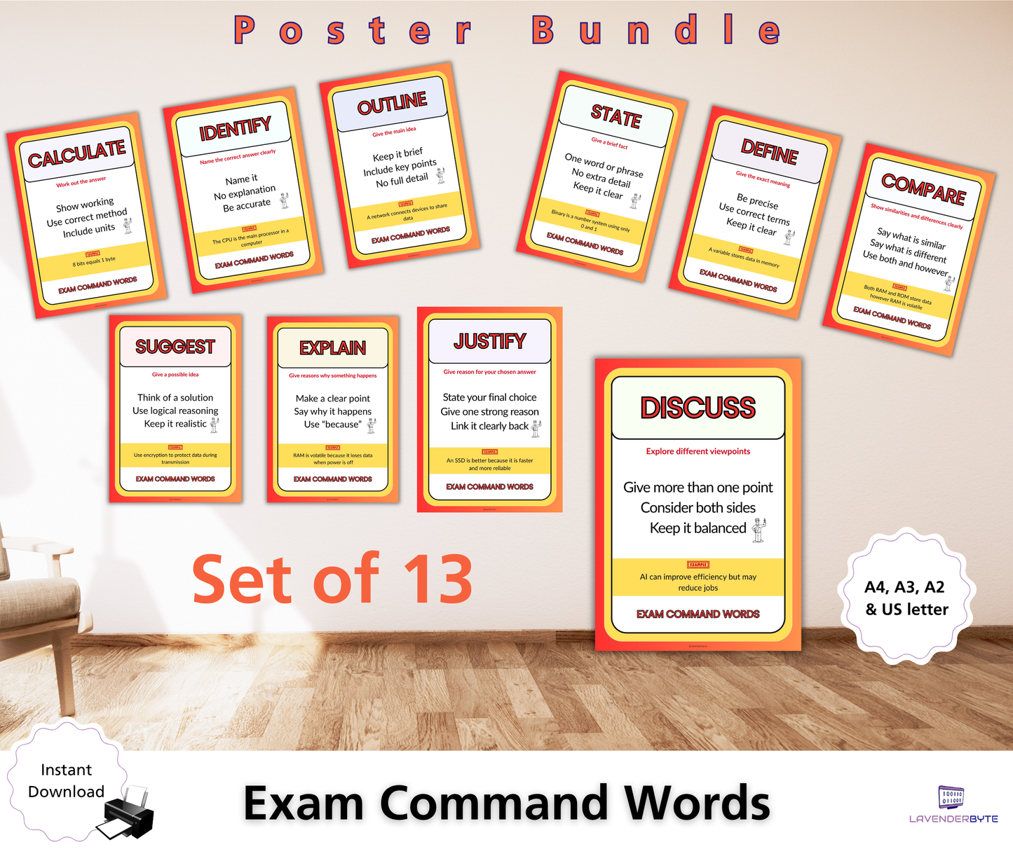 GCSE Computer Science Command Words Posters (Set of 13) | Improve Exam Answers | KS3 KS4 Revision Display
