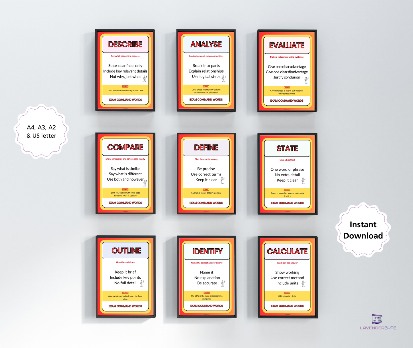 GCSE Computer Science Command Words Posters (Set of 13) | Improve Exam Answers | KS3 KS4 Revision Display
