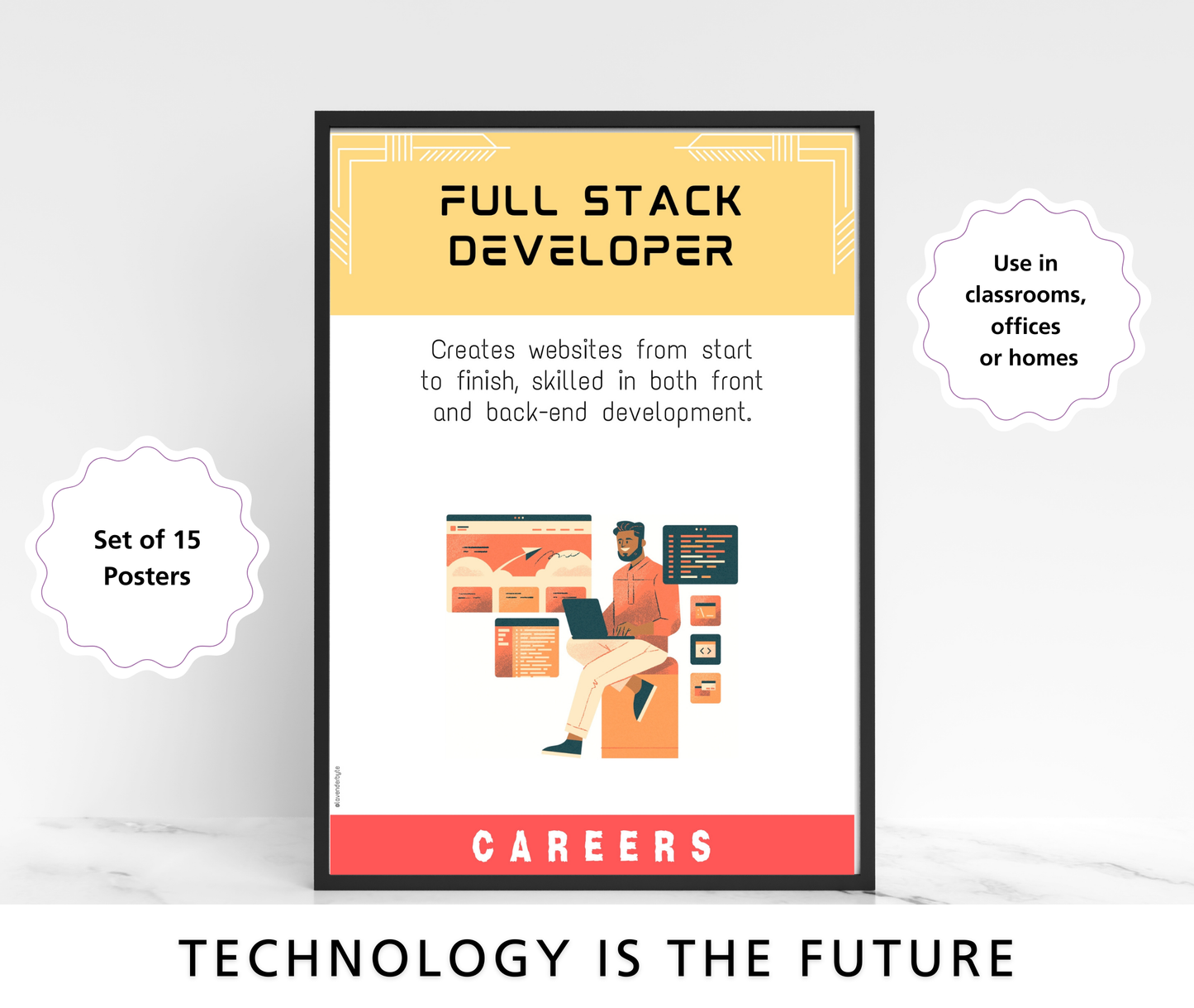 Careers in Digital Technology set of 15 Classroom Posters Bundle Tech Posters Class Decor Teachers Students College High School Lab Prints