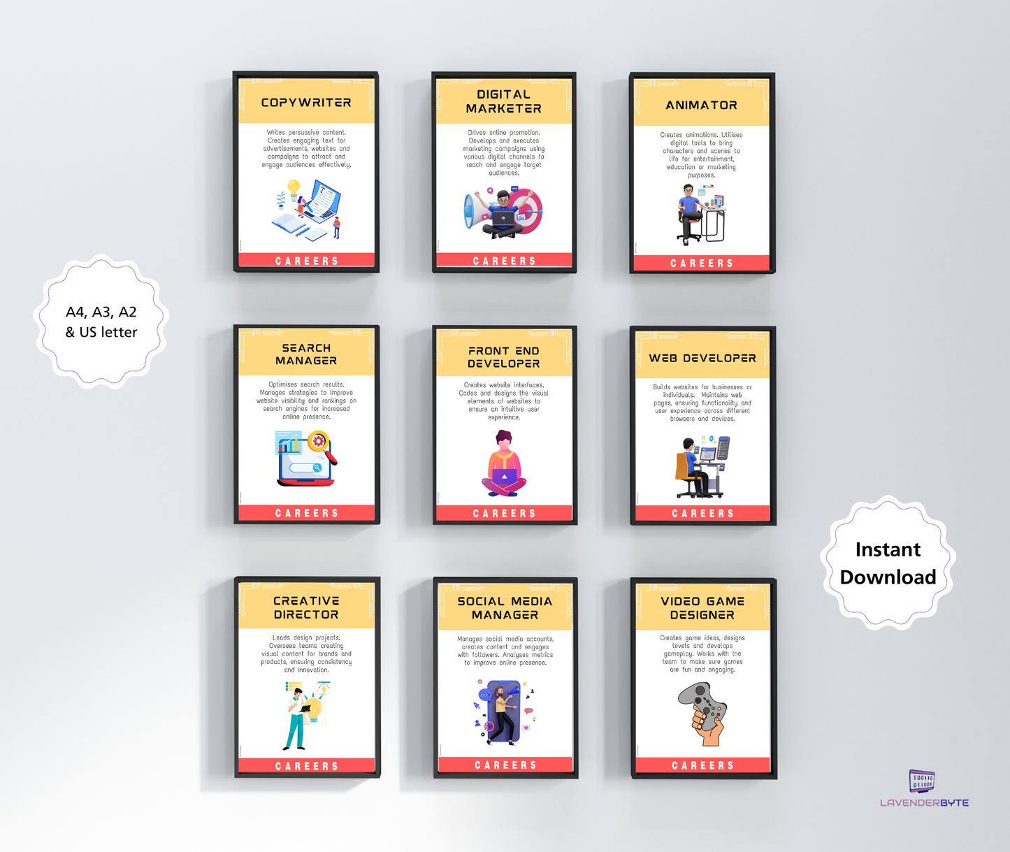 Careers in Digital Technology set of 15 Classroom Posters Bundle Tech Posters Class Decor Teachers Students College High School Lab Prints