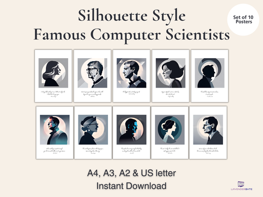 Famous Computer Scientists Posters – Silhouette Style | STEM Classroom Wall Art (Digital Download)