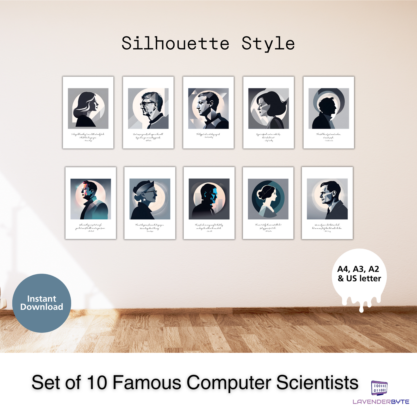 Famous Computer Scientists Posters – Silhouette Style | STEM Classroom Wall Art (Digital Download)