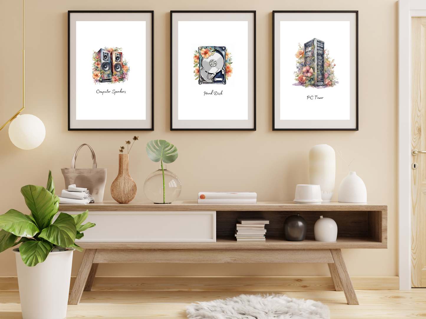 Floral Computer Tech Posters – Set of 12 | Modern STEM Classroom Wall Art