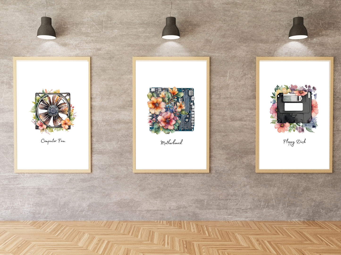 Floral Computer Tech Posters – Set of 12 | Modern STEM Classroom Wall Art