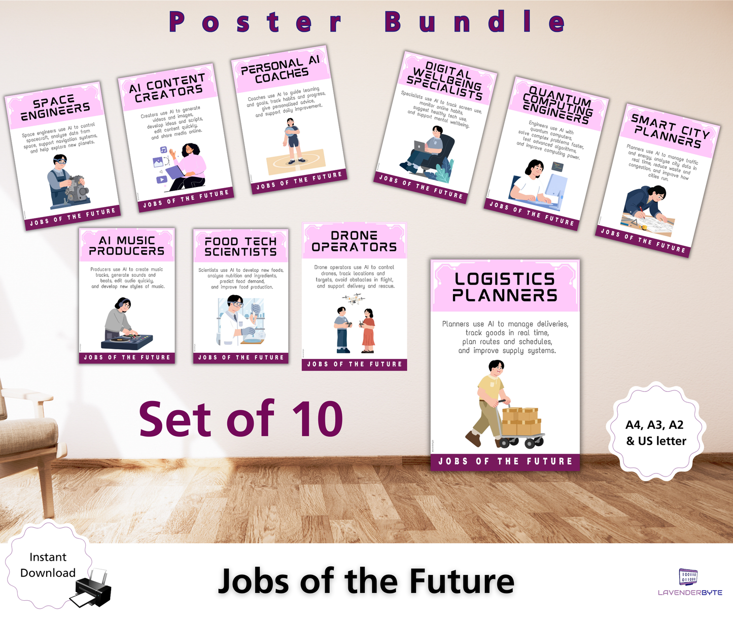 AI Jobs of the Future Posters (Set of 10) | Computer Science Classroom Decor
