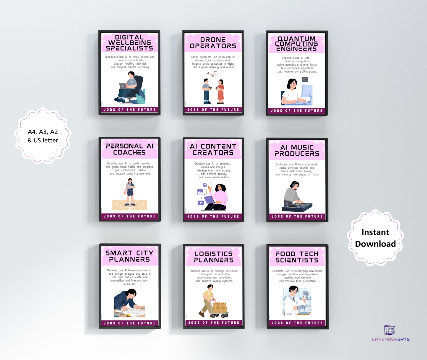 AI Jobs of the Future Posters (Set of 10) | Computer Science Classroom Decor