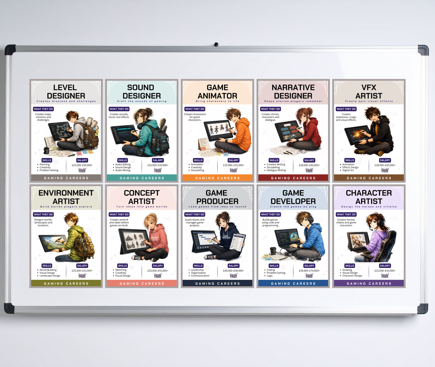 Gaming Careers Posters | Careers Behind Video Games | Computer Science Classroom Decor | STEM Career Display | Game Industry Job Exploration