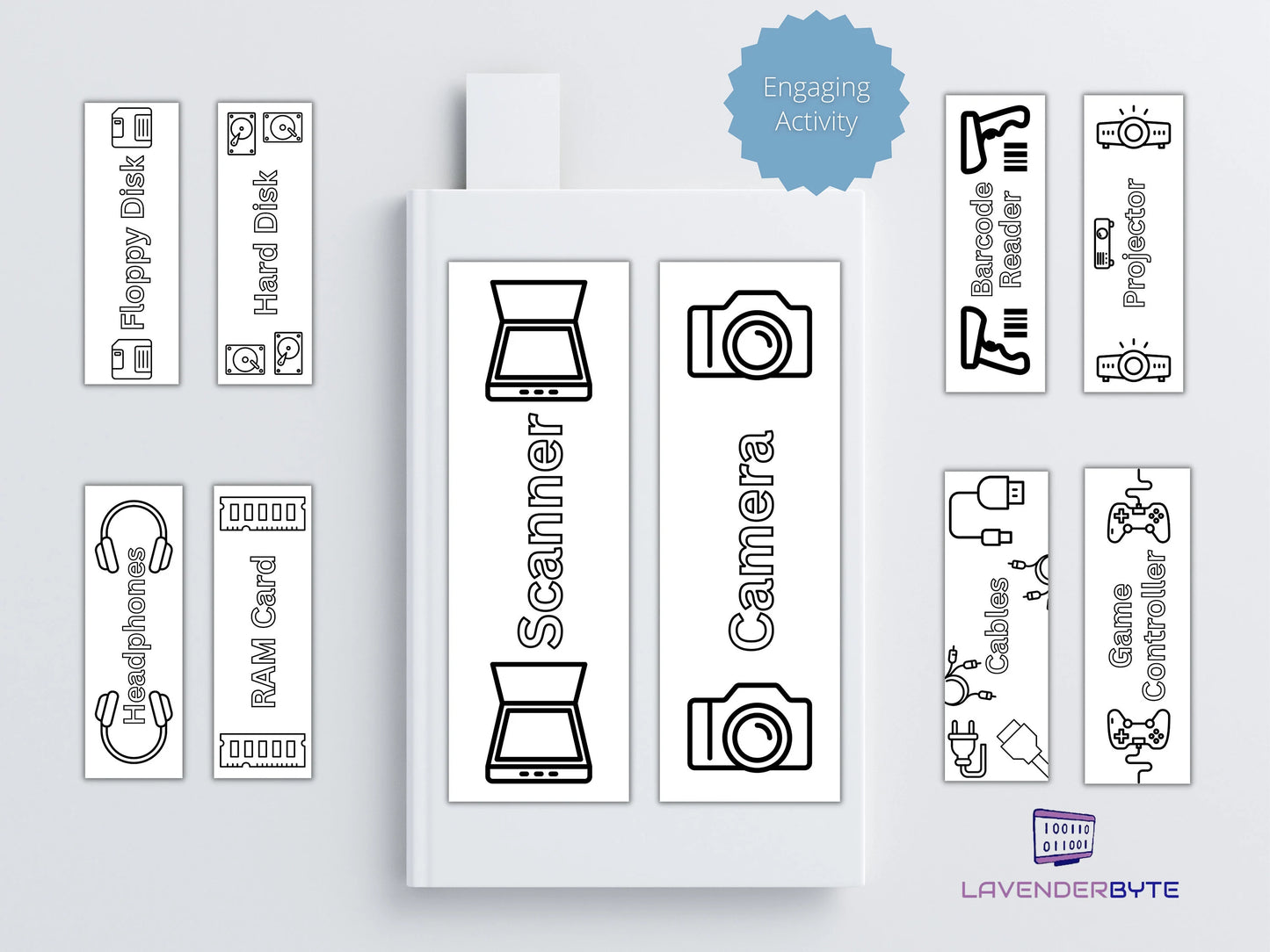 Bookmarks Colouring technology Computer Science bookmarks Printable Colour me in Bookmarks x30 Kids School DIY activity Colour in your own