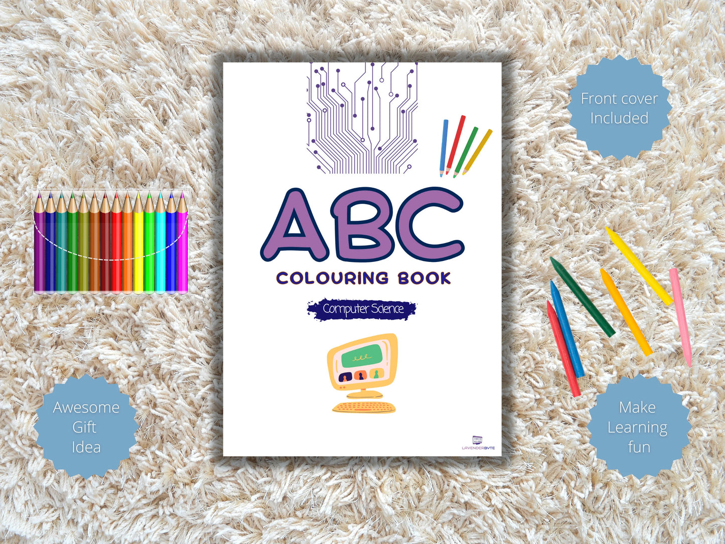 Colouring book printable pages Students Children Computing Colour me in Kid School DIY activity Colour in your own STEM ABC activity Book