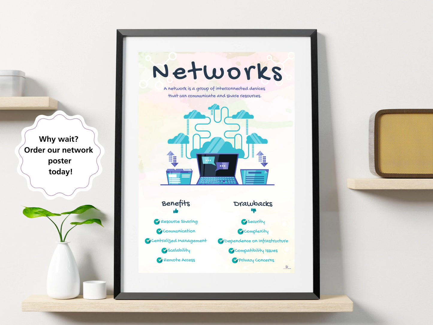 Computer Network Cheat Sheet Printable - Comprehensive Hardware & Software Reference Guide for Students, Teachers, Engineers, GCSE Exam Revision