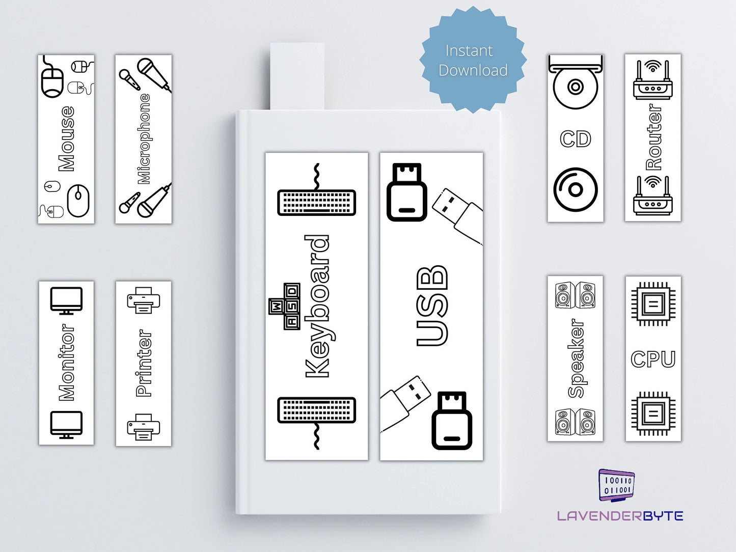 Bookmarks Colouring technology Computer Science bookmarks Printable Colour me in Bookmarks x30 Kids School DIY activity Colour in your own