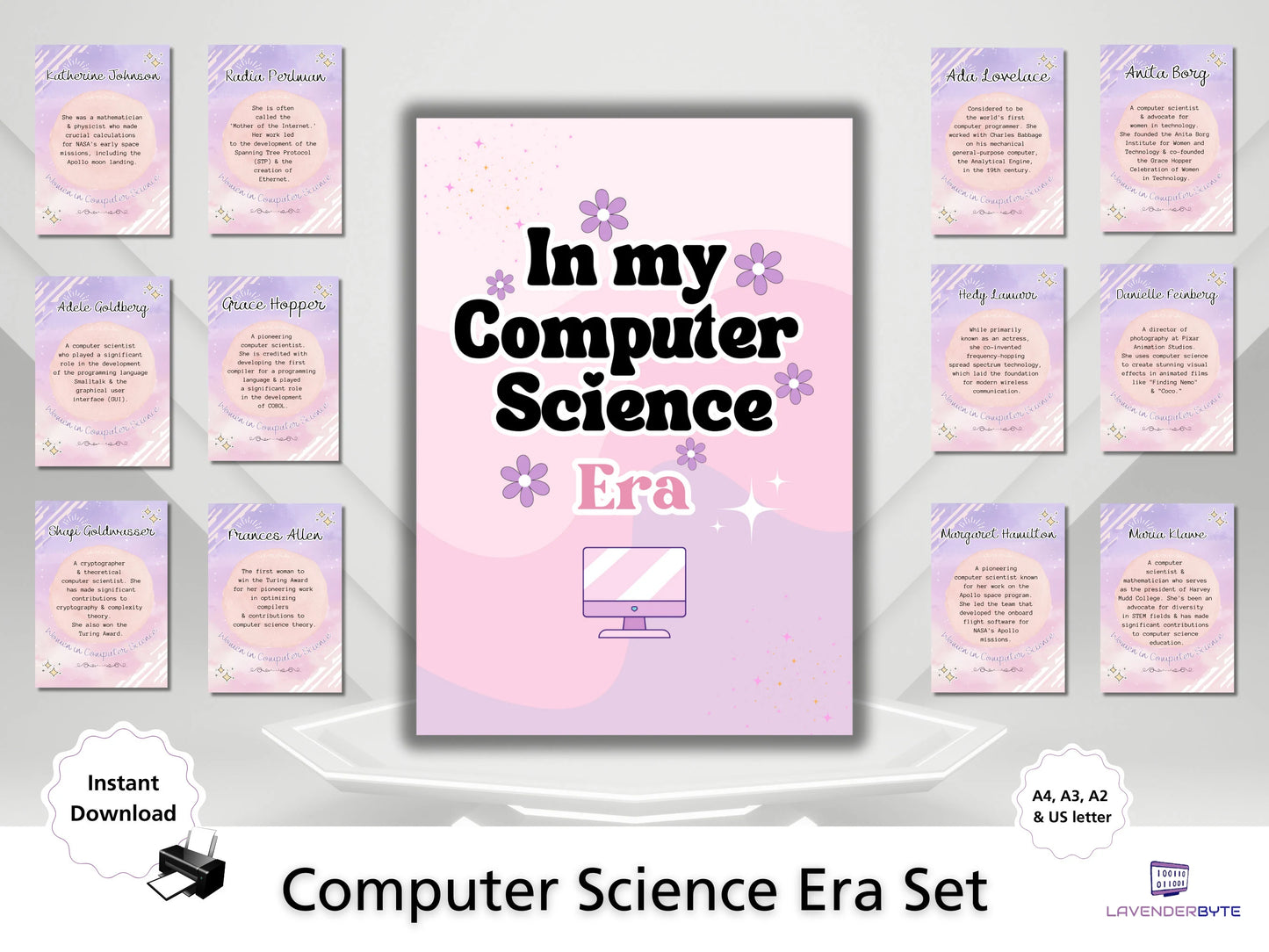 Women in Computer Science Era Classroom Posters Bundle Set of 20 Female Tech Posters Ada Lovelace Women in tech Class Decor for Teachers Lab