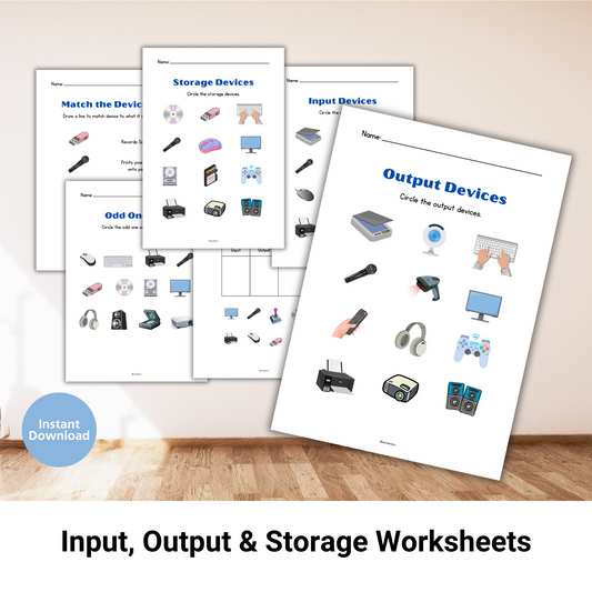 Free Input, Output & Storage Devices Worksheets | KS2 Computing (6 Worksheets)