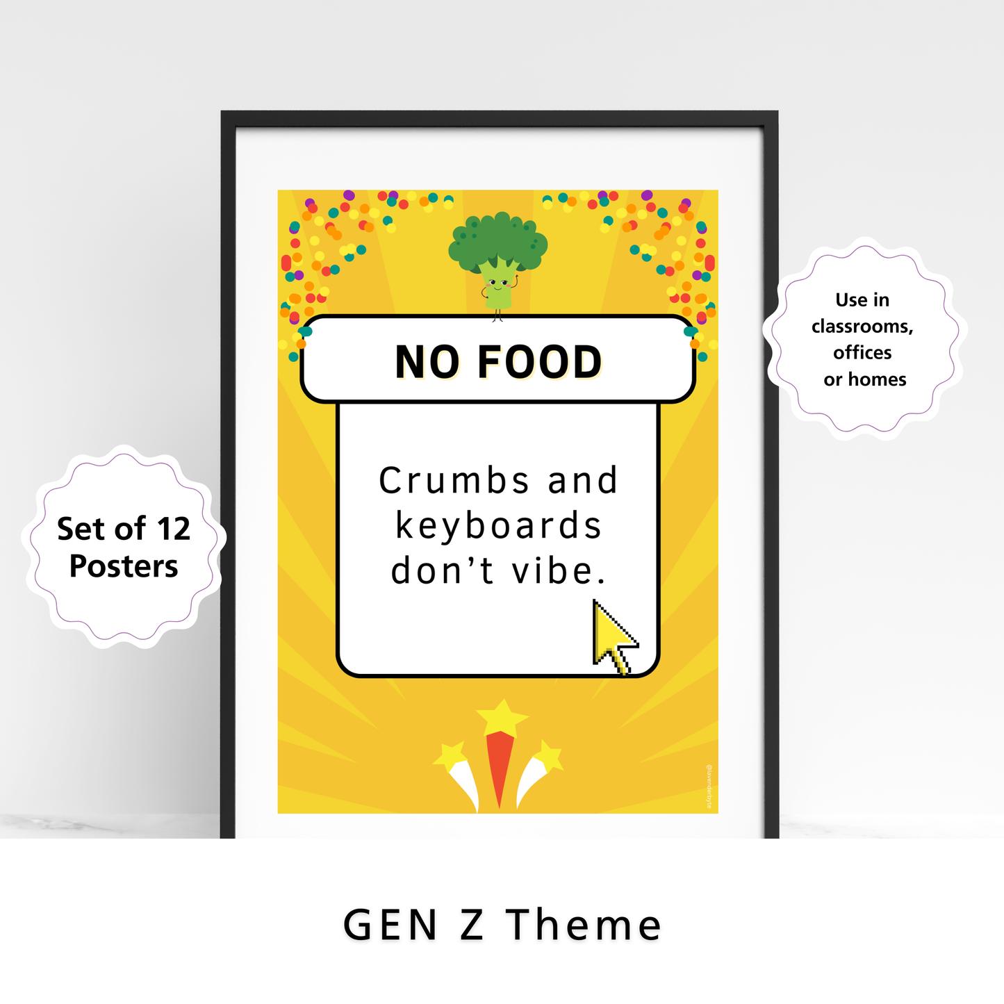 Computer Lab Rules Posters – Gen Z Classroom Decor (Set of 12)