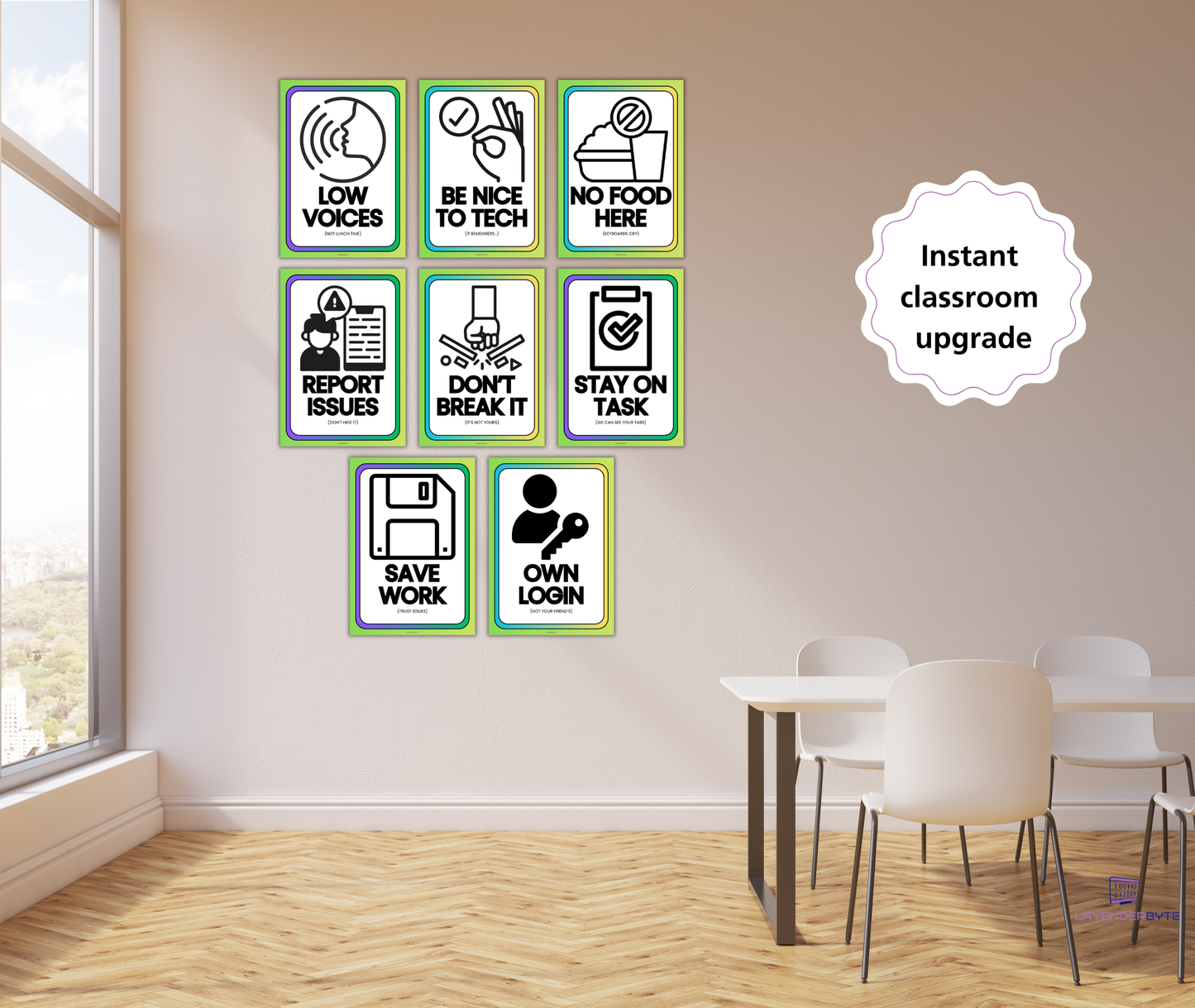 Computer Lab Rules Posters Set of 10 | Aesthetic Computing Classroom Decor for KS2 KS3