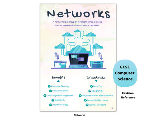 Computer Networks Cheat Sheet | Hardware & Software | GCSE & A-Level Computer Science Revision Poster