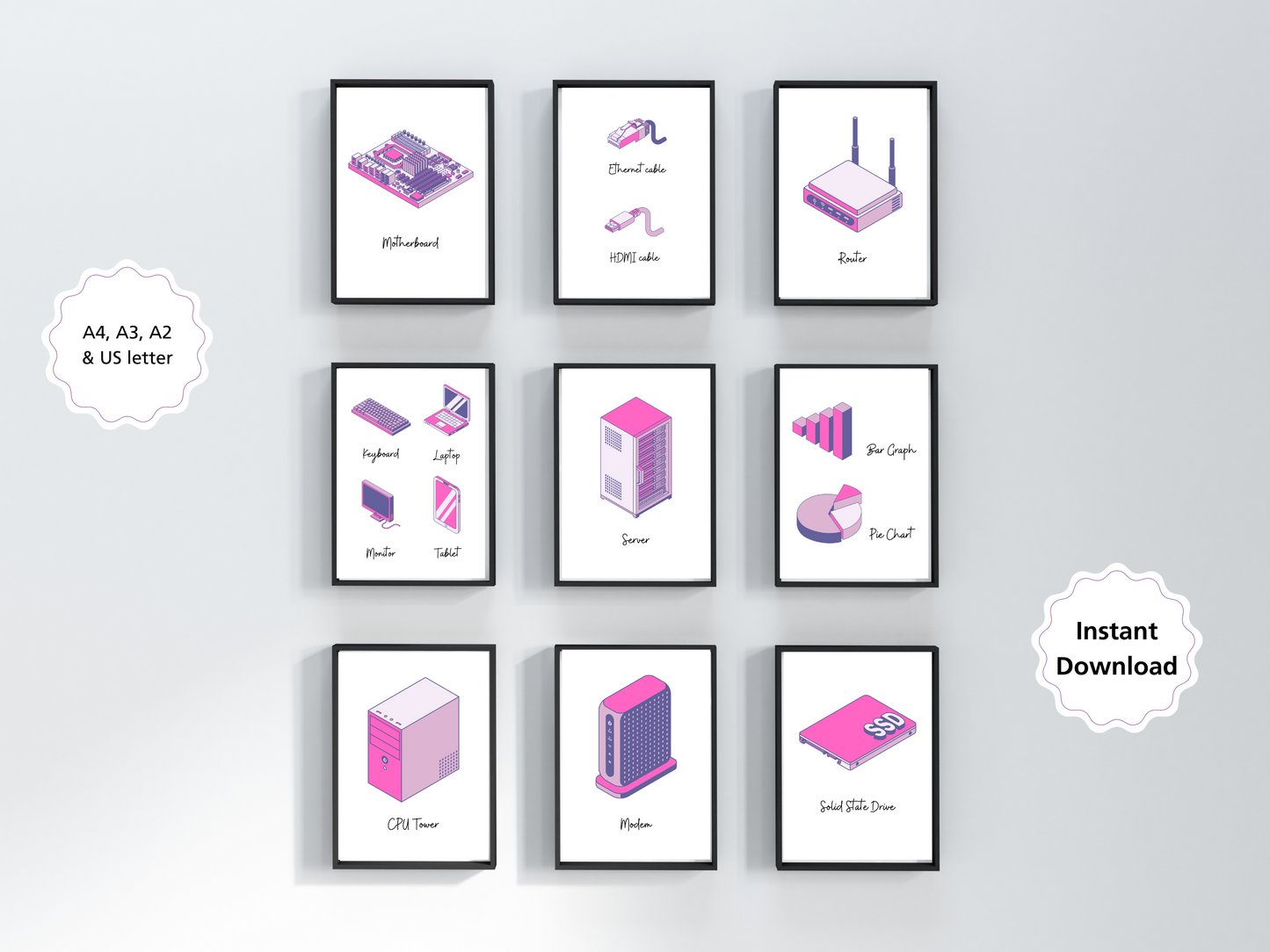Computer Parts Posters Set of 15 | Tech Art Decor | GCSE Computer Science & STEM Classroom Prints