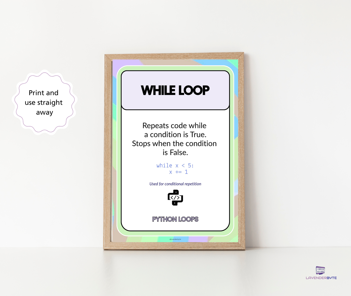 Python Loops Posters (For, While, Range, Break & Continue) | Computer Science Classroom Display