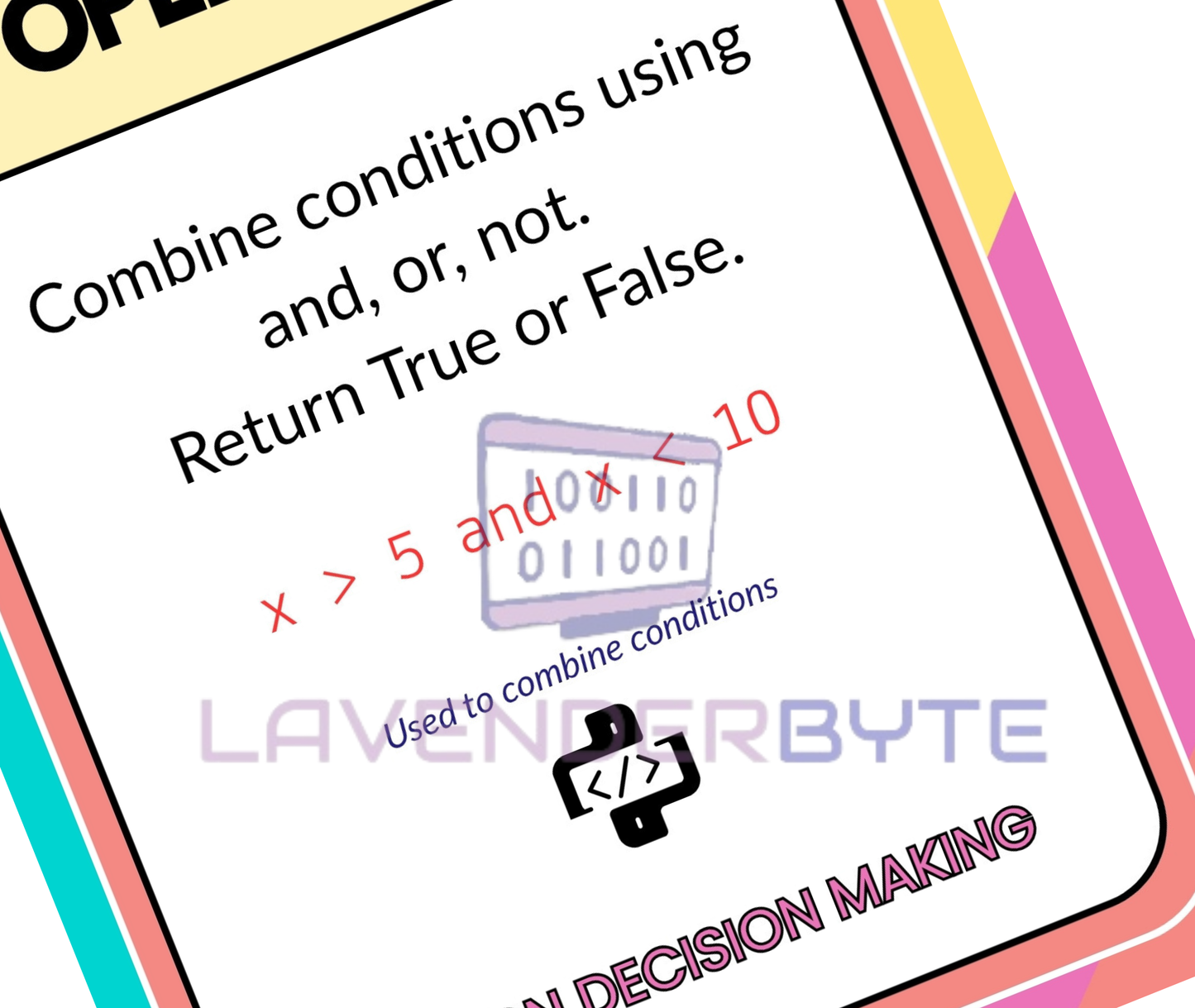 Python Decision Making Posters (If Statements, If/Else, Elif & Operators) | Computer Science Classroom Display