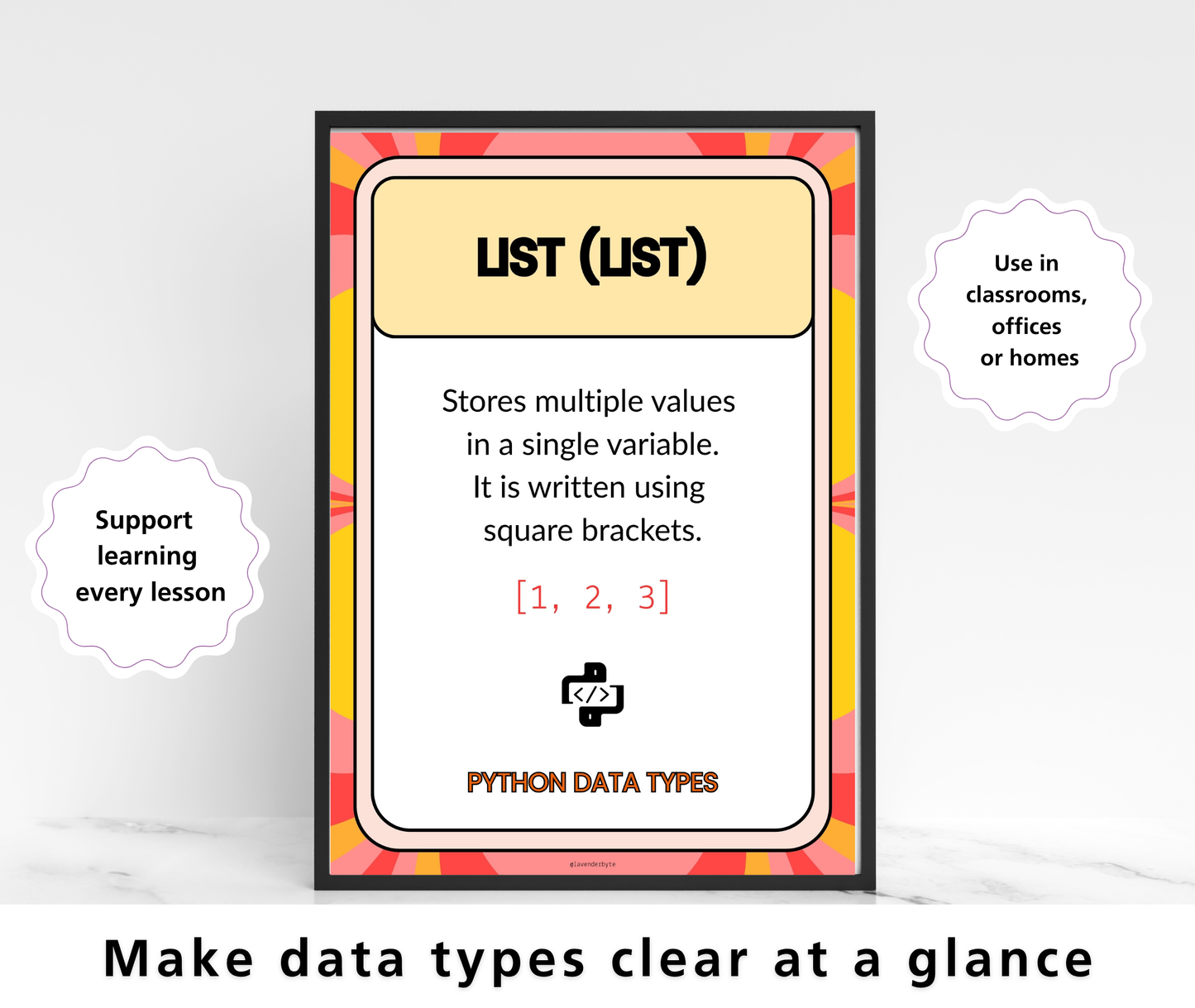 Python Data Types Posters (Complete Set of 8) | Computer Science Classroom Display