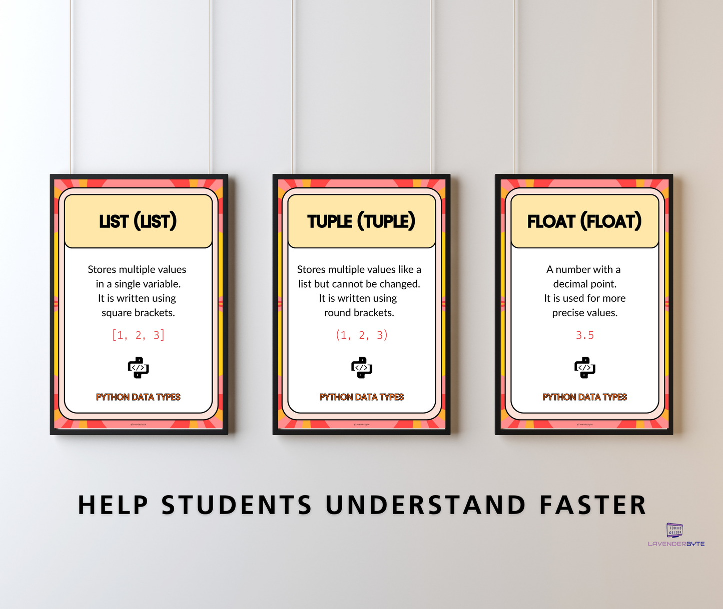 Python Data Types Posters (Complete Set of 8) | Computer Science Classroom Display