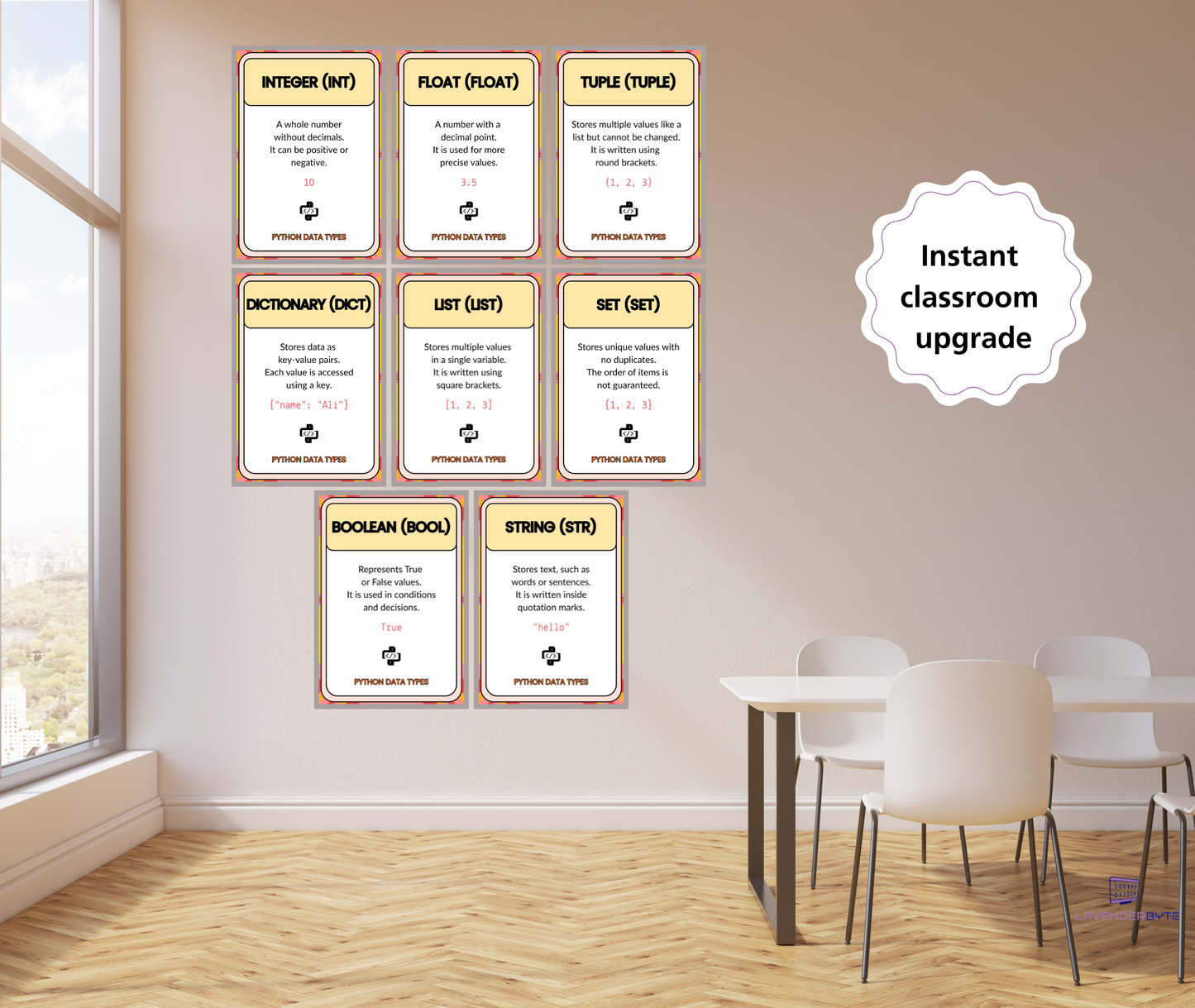 Python Data Types Posters (Complete Set of 8) | Computer Science Classroom Display