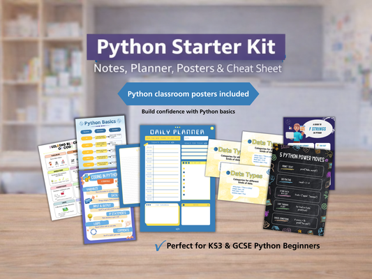 Python Starter Kit – Posters, Notes, Planner & Cheat Sheets (KS3–GCSE)