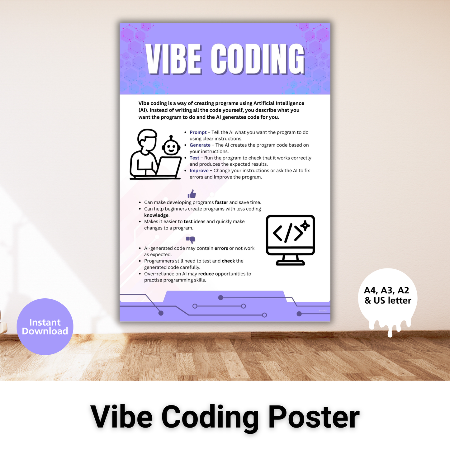 Vibe Coding Poster | AI Coding & Computer Science Classroom Display