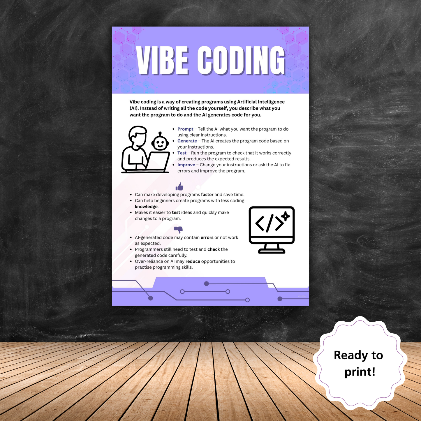 Vibe Coding Poster | AI Coding & Computer Science Classroom Display