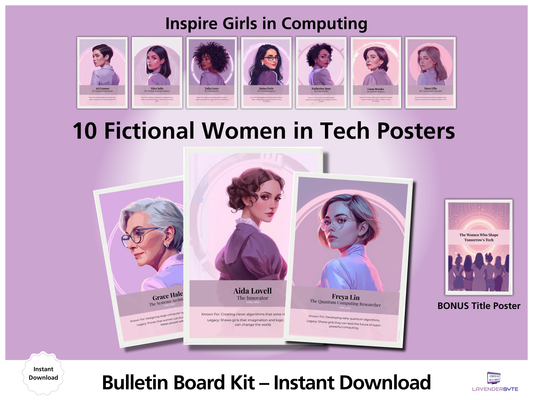 10 Fictional Women in Tech Posters | Girls in STEM Classroom Decor | KS3 Computing Careers Display | Inspiring STEM Role Models