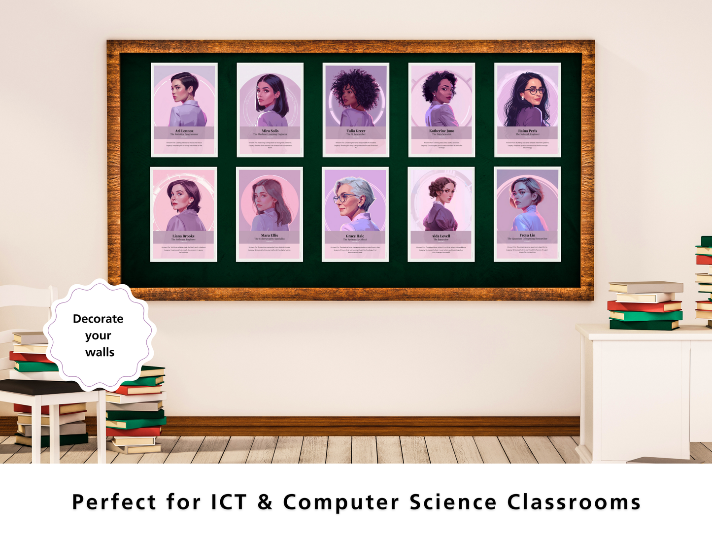 10 Fictional Women in Tech Posters | Girls in STEM Classroom Decor | KS3 Computing Careers Display | Inspiring STEM Role Models