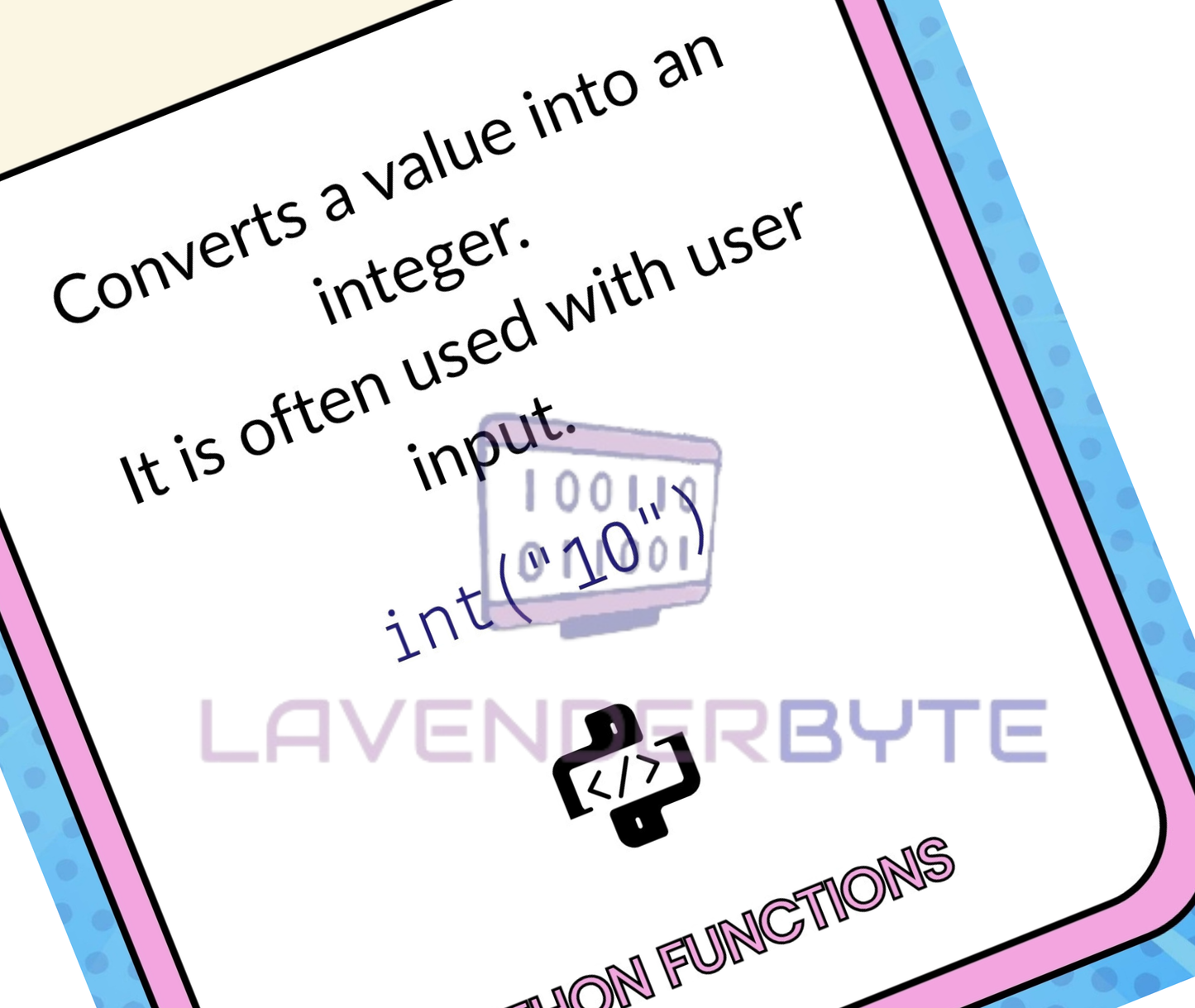 Python Functions Posters Set of 10 | Built-in Functions Classroom Display (print, input, len, type, range & more)