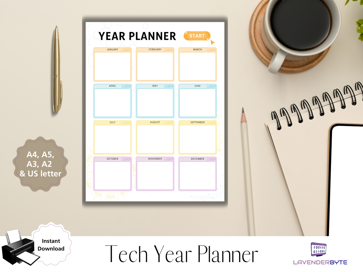 Nerd Tech Planner Computer Science Year Planner Undated Calendar STEM plans gift printable ICT WJEC Instant Download learning Teaching plans